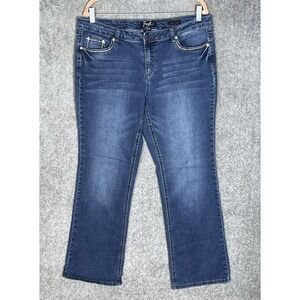 Earl Bootcut Jeans Womens Size 14 Blue Rhinestone Embroidered Bling Pockets
